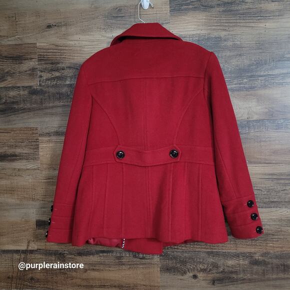 St Johns Bay Double Breasted Peacoat M Wool Cashmere Blend Preppy Quiet Luxury - Picture 2 of 11